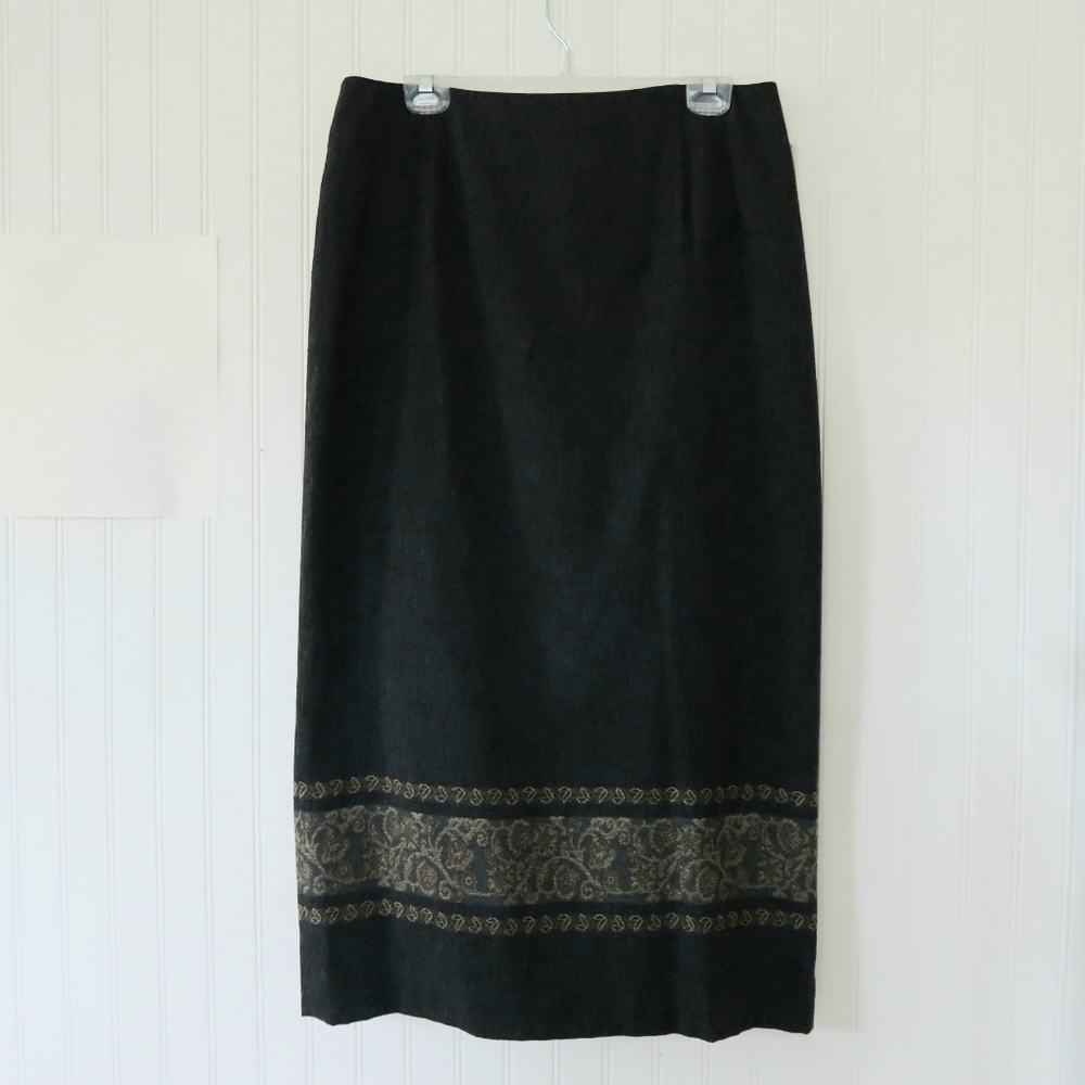 Women's Long Line Skirt Size 14 Gray Conservative Modest New Warm Wool